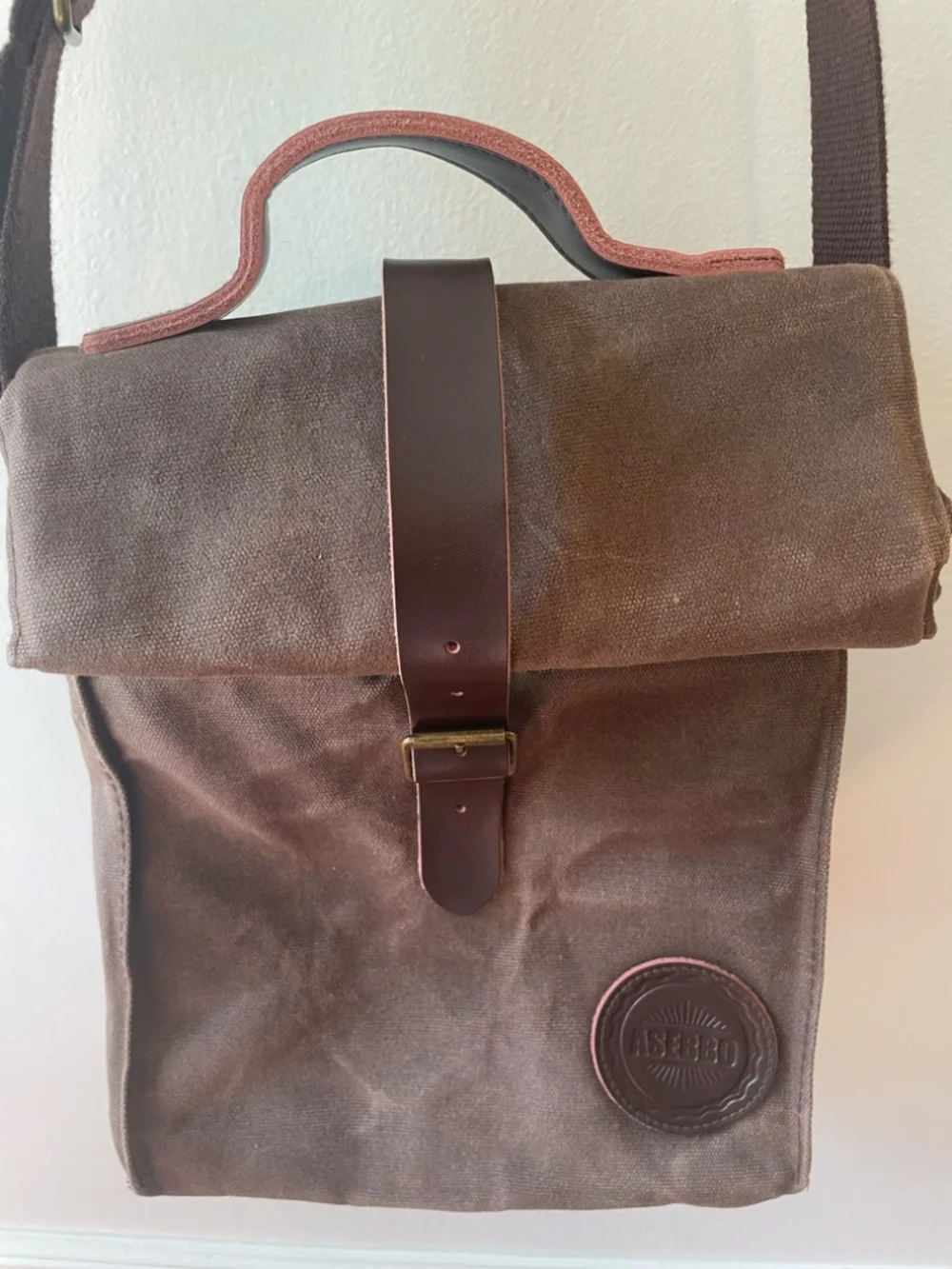 ASEBBO canvas and leather insulated lunchbox